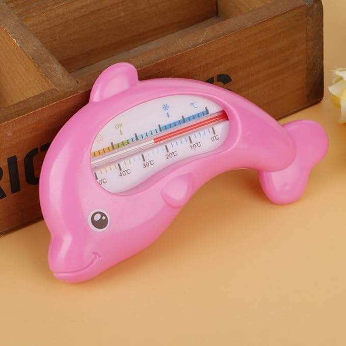 Cute Dolphin Shape Baby Bath Thermometer Children Room Temperature Meter for Bathtub or Indoor Temperature Measurement (Rose red Dolphin)