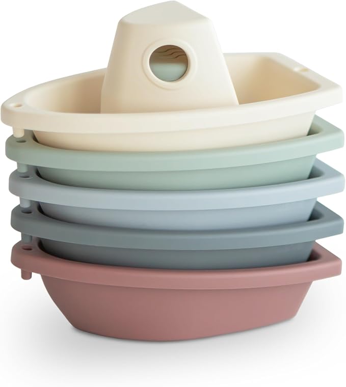 mushie Stackable Bath Boats Floating Toy (Original) | Made in Denmark