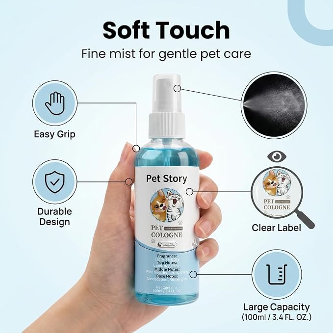 Dog Cologne & Pet Perfume Spray- Deodorizing Dog Deodorant Spray & Odor Eliminator for Dogs & Cats - Infused with Aloe Vera & Castor Oil Grooming Mist, 3.38 fl oz