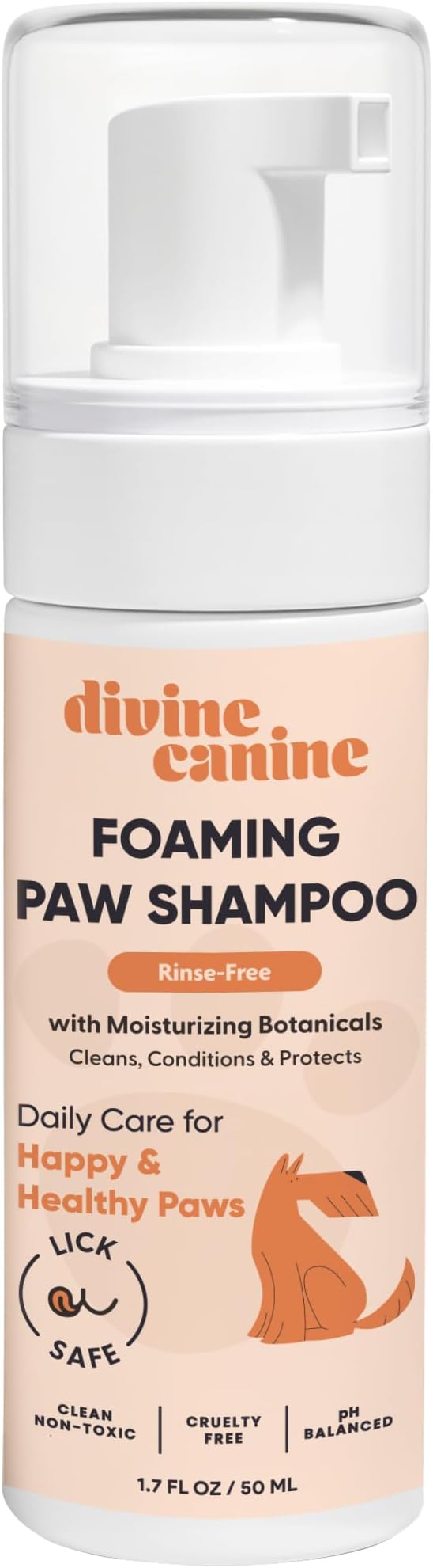 Foam Dog Paw Cleaner - No-Rinse Waterless Wash - 1.7 Fl Oz