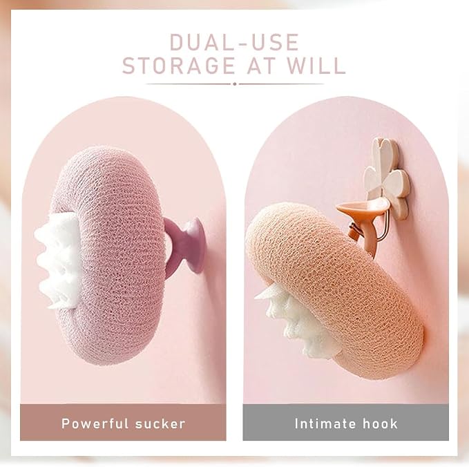 Super Soft Sunflower Suction Cup Bath Ball, 2026 Upgraded 2-in-1 Sunflower Bath Ball Exfoliating Bath Sponge Cleaning Brush, Sponge Mesh Pouf Shower Ball for Women, Men Shower (Apricot+Purple)