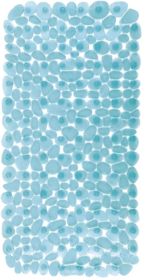 iDesign Pebblz Suction Non-Slip Bath Mat, Blue, Set of 1 | For Shower Bathtub and Stall