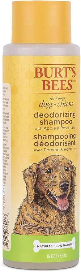 Burt's Bees for Pets Deodorizing Dog Shampoo with Apple and Rosemary, 95% Natural Origin, pH Balanced Deodorizing Shampoo for Smelly Dogs, Free of Sulfates, 16 Fl Oz - 2 Pack