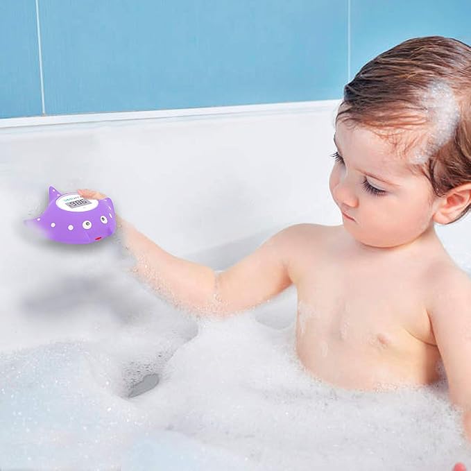 Famidoc Baby Bath Thermometer with Room Thermometer New Upgraded Sensor Technology for Baby Bath Tub Floating Toy Thermometer (Purple)