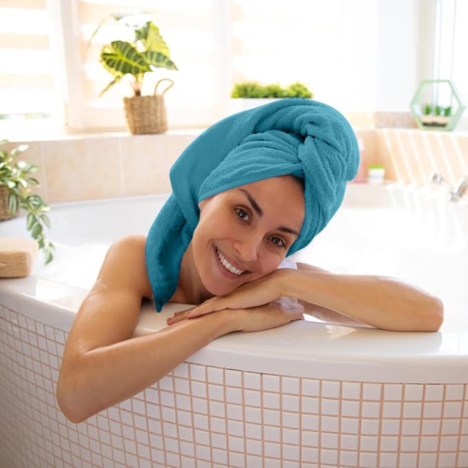 KAHAF COLLECTION 6 Pack Bath Towels Set (27 x 54 Inches) 100% Ring Spun Cotton, Lightweight, Quick Dry, Highly Absorbent Towels (Teal, (27x54) Inches)