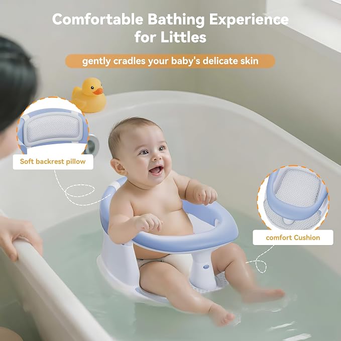 Baby Bath Seat for Babies 6 Months & Up - 360° Protection Bath Seats for Babies Sitting Up | Baby Bath Chair with Temperature Alert & Cushion | Toddler Bath Seat Newborn Infants Baby Bathtub Seat