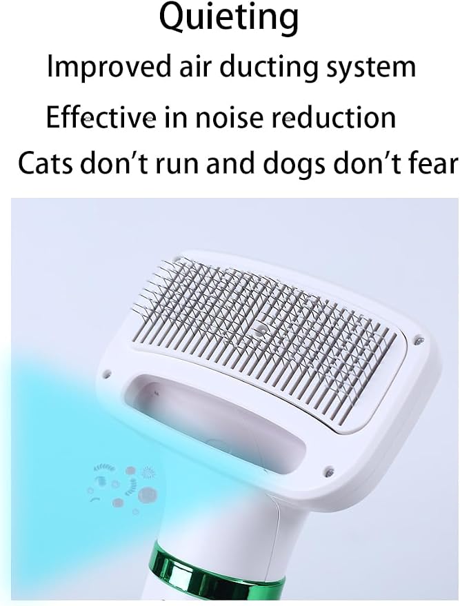 Pet Hair Dryer, 2-in-1 Dog Dryer, 300W Quiet Grooming Hair Dryer, Includes Comb Brush, Adjustable Temperature, Suitable for Small Dogs and Cats