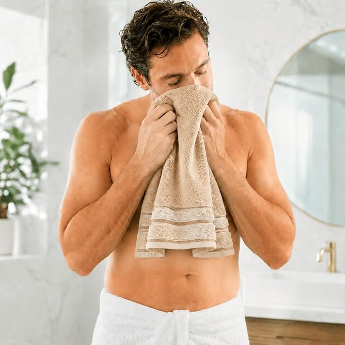 100% Cotton Bath Towel Set Pack of 6|500 GSM|Soft Large Bath Towel|Super Absorbent|Quick Dry|Ideal for Pool Home Gym Spa Hotel|Perfect for Daily Use|Bath Towel Set 27 x 54 Inches|Beige