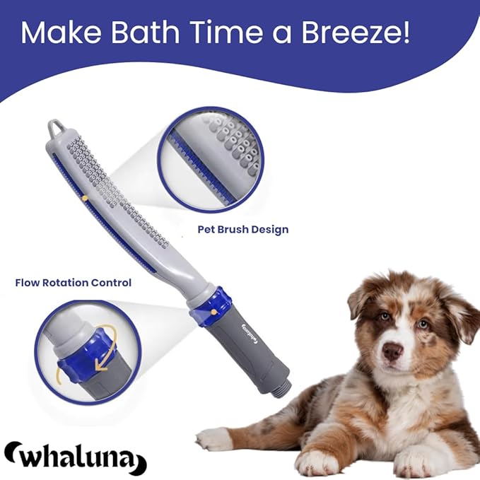 Dog Shower Sprayer with 8ft Hose – High Pressure Dog Shower Attachment for Bathing & Grooming – Pet Shower Hose Sprayer with Indoor/Outdoor Adapters