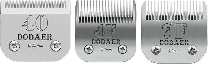 40/7F/4F Dog Grooming Blades Set,Compatible with Andis,Oster A5,Wahl KM10 | Include 40/7F/4F Detachable blade ,3 Count,Made of Stainless Steel