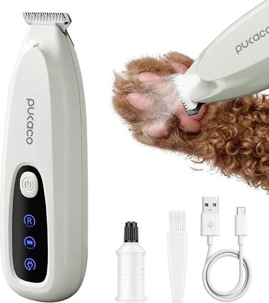 Upgraded Mini Dog Paw Trimmer with LED Light, Low Noise Small Pet Hair Trimmer 18mm Wide Curved Blade, 35dB Cordless Waterproof Pet Paw Grooming Clippers for Dogs, Cats, Paws, Ears, Face, Rump