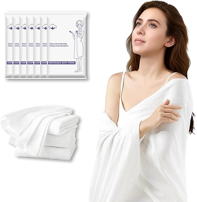 10 Pack Disposable Travel Bath Towels Sheets Extra Large 55"x27.5",Soft Disposable Dry Towel Washcloths Shower Towels for Body Travel Bathroom,Quick Dry Camping Towel Hair Swimming Gym Pet Towels