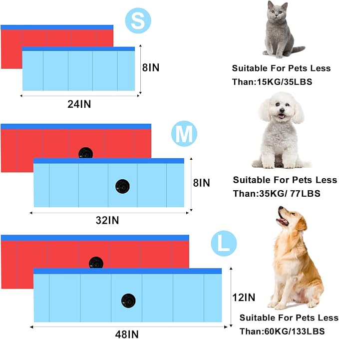 Enenes Foldable Dog Pool 32 x 8 Inch, Portable PVC Pet Swimming Pool & Bath Tub with Storage Bag, Collapsible Dog Bath Tub for Dogs, Cats & Puppies, Indoor Outdoor Pet Pool, Ball Pit