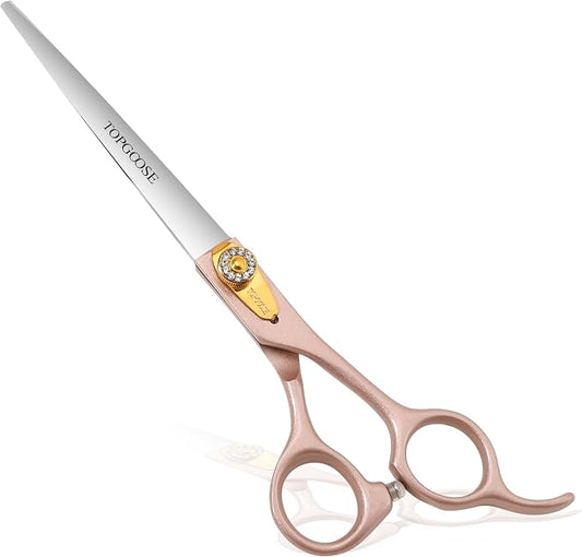 7.5'' Dog Straight Scissors for Grooming 440C Stainless Steel Rose Gold Professional Pet Trimming Scissors Sharp Blades Cutting for Dogs and Cats Shears (Rose Gold, Straight)