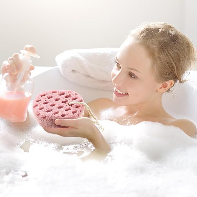 Boao 5 Pieces Soft Bath Sponge Shower Natural Gentle Soothing Body Fiber Exfoliating Shower Sponge Wash Bouquet for Women Men, Random Color (Vivid Color)