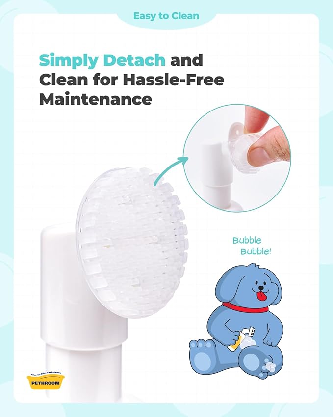 [PETHROOM] Zero Waterless Shampoo Foaming No-Rinse Dog Paw Wash | Quick-Dry & Deodorizing | Silicone Bristle Brush | Moisturizing & Hypoallergenic | Paw Cleaner for Dogs & Cats (2.87 fl oz.)