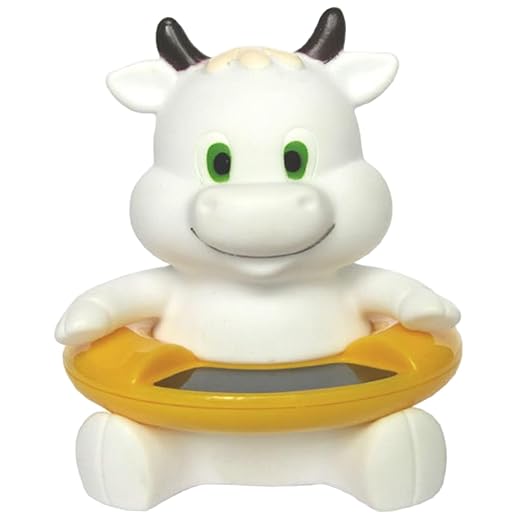 Baby Bath Thermometer, White Cow Baby Bath Thermometers, Floating Animal Toy Fun Thermometer for Bathtub