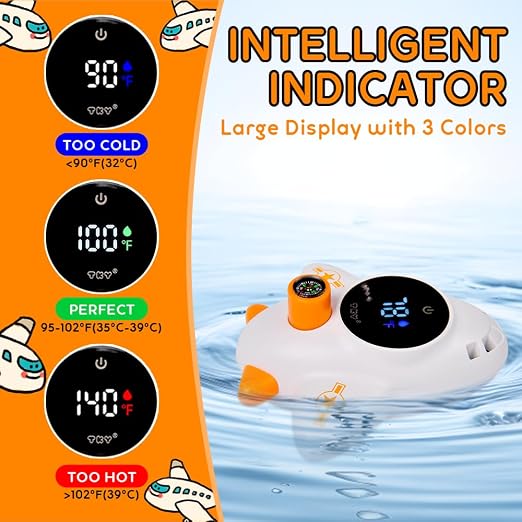 Baby Bath Thermometer - Digital Floating Water Thermometer with LED Display & Color Temperature Alerts, Rechargeable Bath Toy for Infant Bathtub Safety, Newborn Bath Essentials Gift