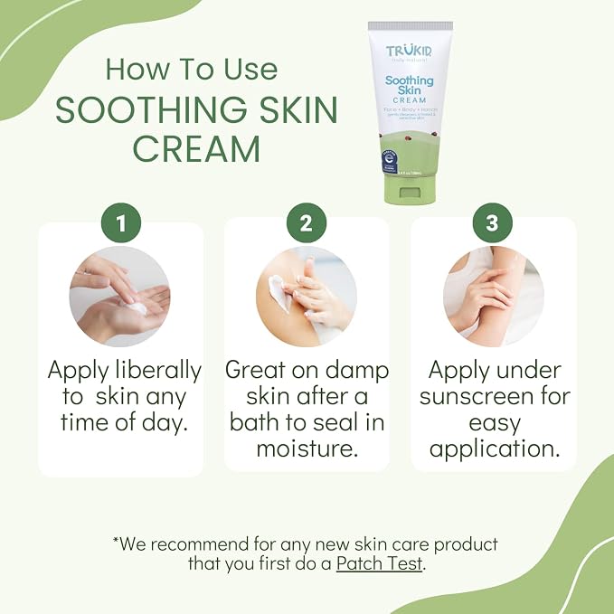 TruKid Natural Eczema Cream for Kids, Toddlers & Babies, NEA-Accepted for Eczema, Safe for Sensitive Skin on Face, Body, & Hands, Unscented, Hydrates & Moisturizes Irritated & Itchy Skin, 3.4oz