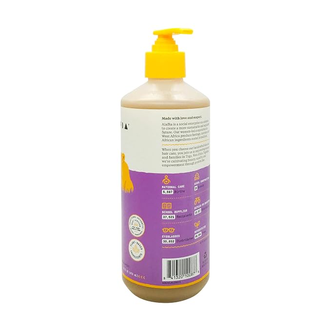 Alaffia Babies and Kids Shampoo and Body Wash, Gentle and Calming Support for Soft Hair and Skin with Shea Butter, Neem, and Coconut Oil, Fair Trade, Lemon Lavender, 16 Fl Oz