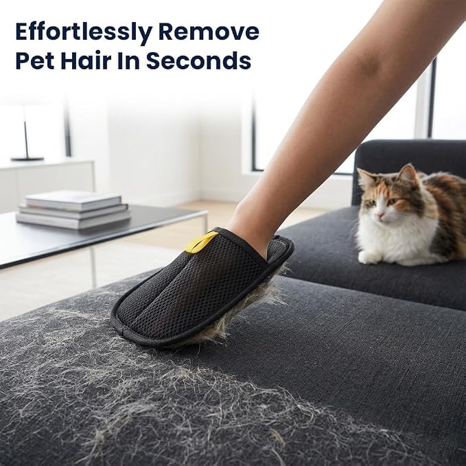 Pet Hair Removal Glove for Cats & Dogs – Reusable Electrostatic Dog & Cat Hair Remover, Fur Removal Tool for Laundry, Couch, Furniture, Carpet & Car Seat (1 Pack, Black)