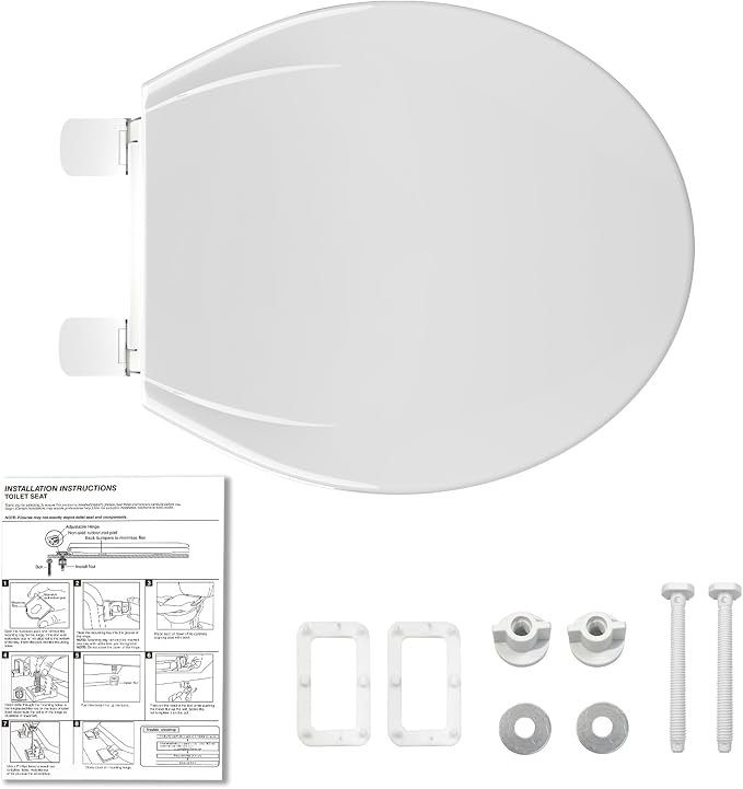 Garvee Potty Training Seat Built-In Toilet Seat, Round Toilet Seat 17 Inch with Baby Seat, 2 In 1 Soft Close Quiet No Slapping, Magnetic Absorption, Easy Installation for Bottom Fixing Toilet