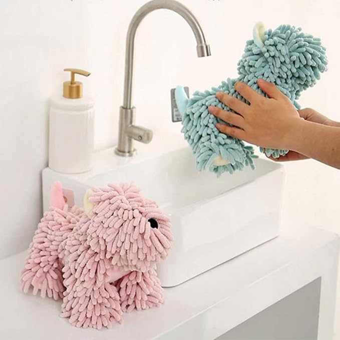 Chenille Hand Towel, Soft Absorbent Chenille Ball Towel, Microfiber Towels for Bathroom (White)