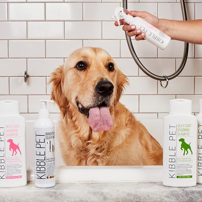 Kibble Pet Dog Leave in Conditioner Silky Coat Vanilla Travel Spray 7.1 oz – Portable Mini TSA Approved Pocket Size Glossing Fur Mist with Premium Argan Oil for On-the-Go Grooming