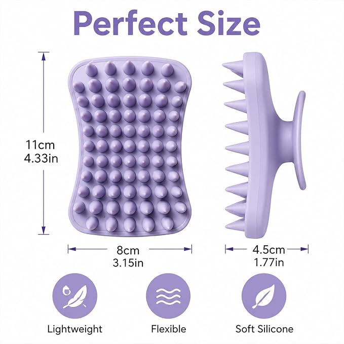Dog Bath Brush for Grooming & Massage, Silicone Pet Shampoo Brush for Dogs and Cats, Soft Bath Scrubber for Short and Long Hair Pets, Helps Remove Loose Fur, Dirt and Tangles