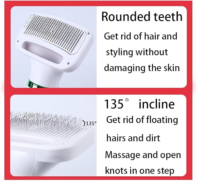 Pet Hair Dryer, 2-in-1 Dog Dryer, 300W Quiet Grooming Hair Dryer, Includes Comb Brush, Adjustable Temperature, Suitable for Small Dogs and Cats