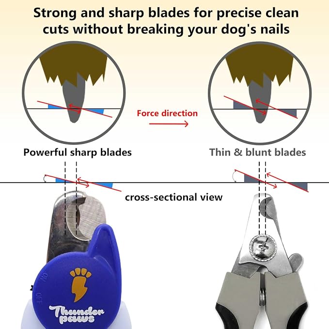 LED Dog Nail Clippers with Light Illumination, Trimmers with Protective Guard, Safety Lock and Nail File - Suitable for Large and Small Dogs & Cats (Blue)