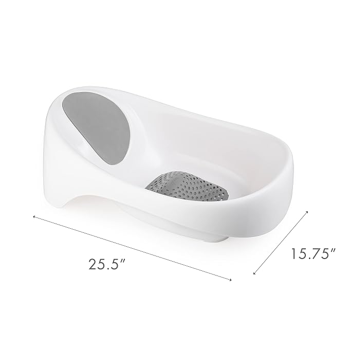Boon Soak 3 Stage Baby Bathtub - Baby Bath Tub with Three Support Positions for Newborn to Toddlers - Color Changing Drain Plug for Ideal Bath Temperature - Gray - Ages 0 to 18 Months and Up