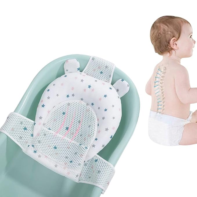Baby Bath Seat Support Net Soft Infant Bathing Seat Support Mat Suspension Shower Pad Adjustable Non-Slip Newborn Bathtub Sling Mat Baby Sink Bather Tub Shower Net Bathtub Sit Up Mesh 0-6 Month