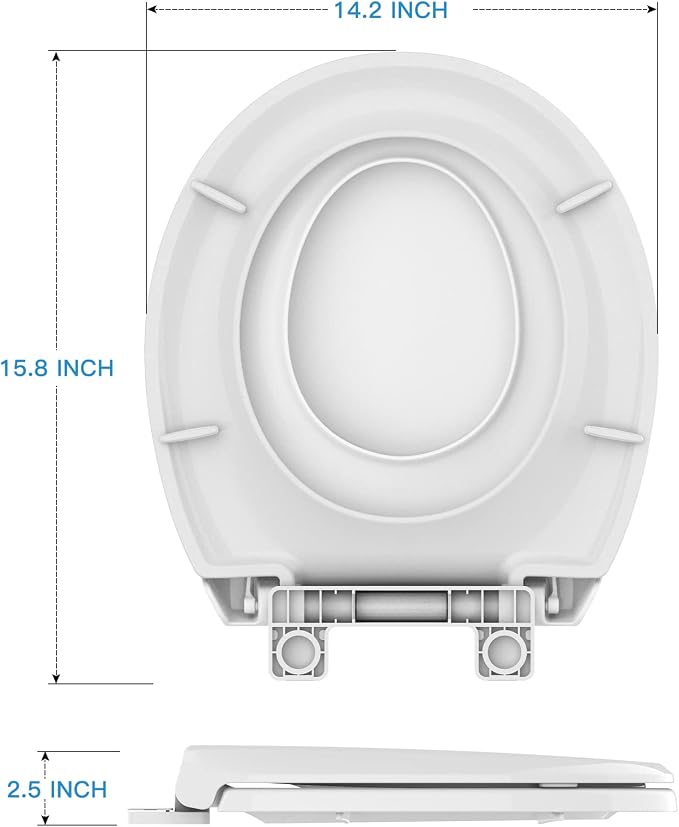 Toilet Seat with Toddler Seat, Round Toilet Seat for Kids and Adults, PP Child Training Toilet Lid, White, Slow Close, Easy Clean, Toddler Toilet Seat for Kids Potty Training