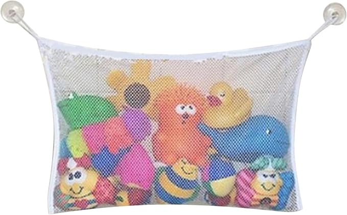 Bath Toy Organizer Mesh Bag Baby Bathtub Hanging Storage Bag Quick Drying Bathroom Shower Caddy Net Bag with Suction Cups for Kids & Toddlers