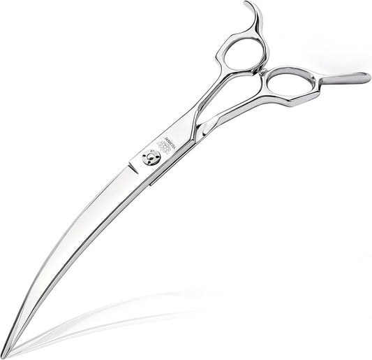Curved Dog Grooming Scissors 7.5 Inch VG10 Steel | Smooth controlled cuts for face, paws, ears and body; comfortable grip for detailed shaping