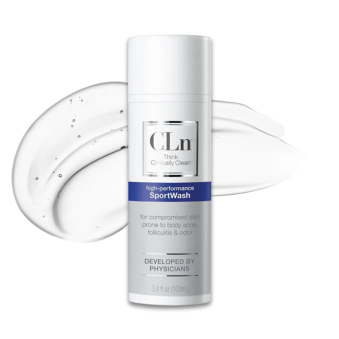 CLn® SportWash – High-Performance Sport Body Wash, For Men & Women Prone to Body Odor, Foot Odor, Ringworm, Folliculitis, & Back Acne, Fragrance-Free & Paraben-Free, 3.4 fl. oz.