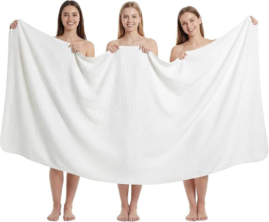 REDKISS Pack of 1 Jumbo Bath Sheet, 40 x 80 Inches Microfiber Oversized Bath Towel for Bathroom, Extra Large & Lightweight, Quick-Dry, Super Soft & Highly Absorbent, Perfect to Wrap Yourself In, White