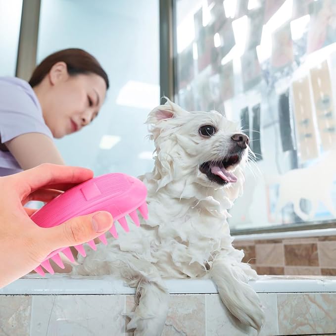 UPKOCH Dog Bath Brush Silicone Pet Shampoo Massager Rubber Curry Comb for Short Haired Dogs Cats