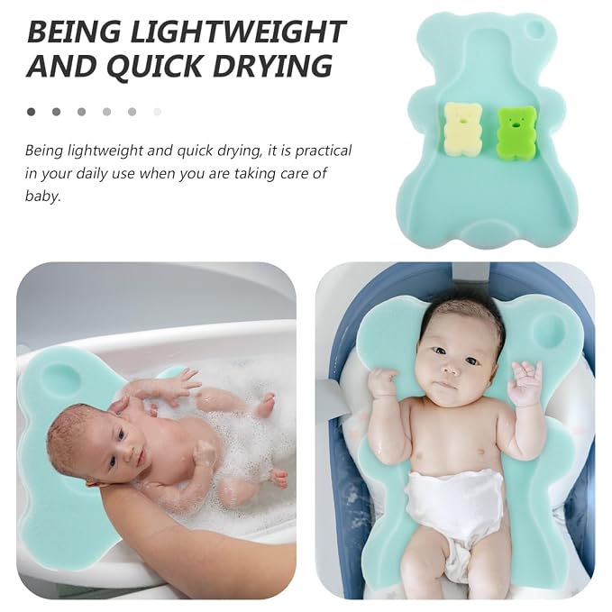 BESTonZON Baby Bath Sponge Pad Non Slip Soft Breathable Infant Bath Cushion Support Mat for Newborns and Toddlers 19.68X11.81X1.57 Inches Machine Washable