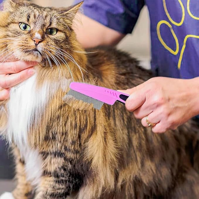 Flea Comb for Dogs and Cats, Fine-Toothed Pet Combs for Detangling or Dematting Face & Paws