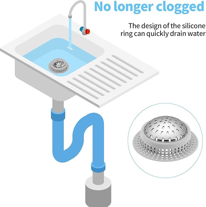 Aluvor Bathtub Drain Hair Catcher Shower Drain Cover Sink Drain Protector | Bathroom Sink & Bathtub Drain Strainer for Pop-Up & Regular Drains, grey