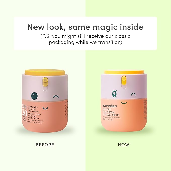 Evereden Kids Mineral Face Cream SPF 20 | Dermatologist-Tested, Moisturizer with Vitamin B5 & Zinc Oxide | Fragrance-Free, Clean, Vegan, No Phenoxyethanol | FSA Eligible, Yuka 93/100