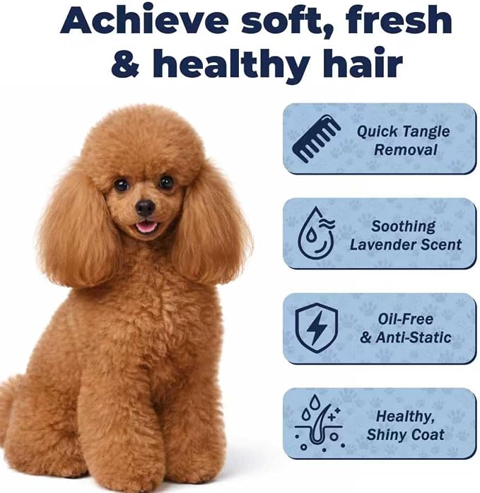 Dog Detangler Spray – Doodle Detangler Spray Leave-in Conditioner, Dematting Spray for Dogs, Cat & Dog Matted Fur Remover Grooming Spray, Removes Tangles & Odors, Poodle Tangle Remover – 6.8oz
