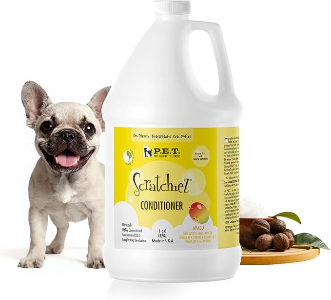 P.E.T. Scratchiez Soothing Oatmeal & Aloe Conditioner for Dogs & Cats — Professional 1 Gallon Bulk Size — Moisturizes, Softens & Helps Calm Itchy, Flaky Coats — Sulfate-Free, pH-Balanced