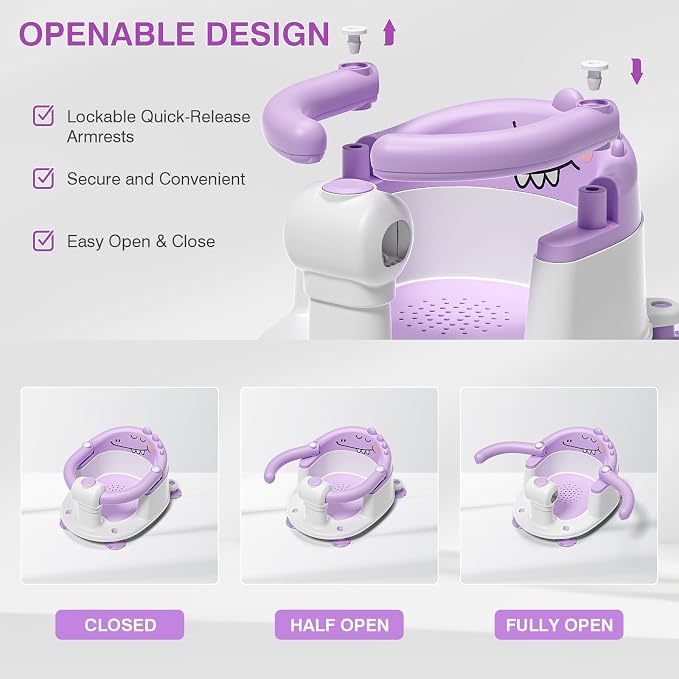 Baby Bath Seat for Babies 5 Months & Up - Non-Slip Bath Seat for Sitting Up, Soft Cushion & Compact Design, Toddler Bathtub Seat