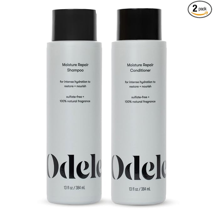 Odele Moisture Repair Sulfate-Free Shampoo & Conditioner Set, 13 fl oz Each | Vegan, color-safe duo restores dry, damaged strands with argan, jojoba, & coconut oils for medium to coarse hair