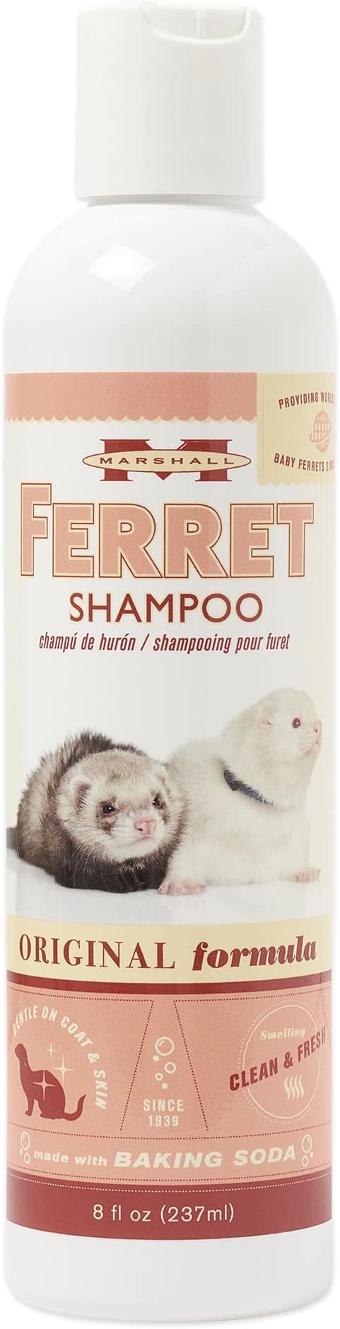 Marshall Pet Products Natural pH Balanced, Tearless Original Ferret Deodorizing Shampoo with Baking Soda, Baby Fresh Scent, 8 oz