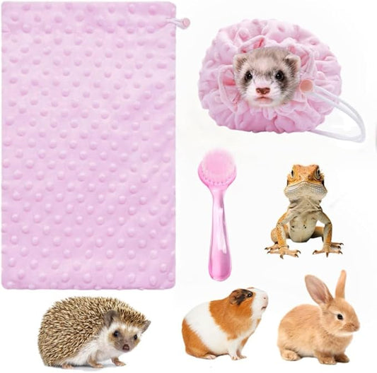 Bearded Dragon Bath Towel Ferret Hedgehog Bath Supplies Fast Drying Absorbent Bathrobe with Adjustable Drawstring Microfiber Towel for Small Pets Sugar Gliders Rats Hamster Guinea Pig