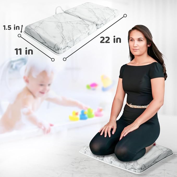 Bath Kneeler & Elbow Kneeling Rest Pad Set for Baby Washing Baths Gift Set | Includes Sponges Duckies Cloths & More! Perfect Set for Bath Time - Baby Shower and Birthday Gifts Necessity & Essentials